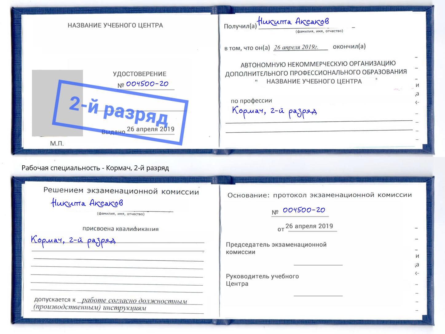 корочка 2-й разряд Кормач Великие Луки