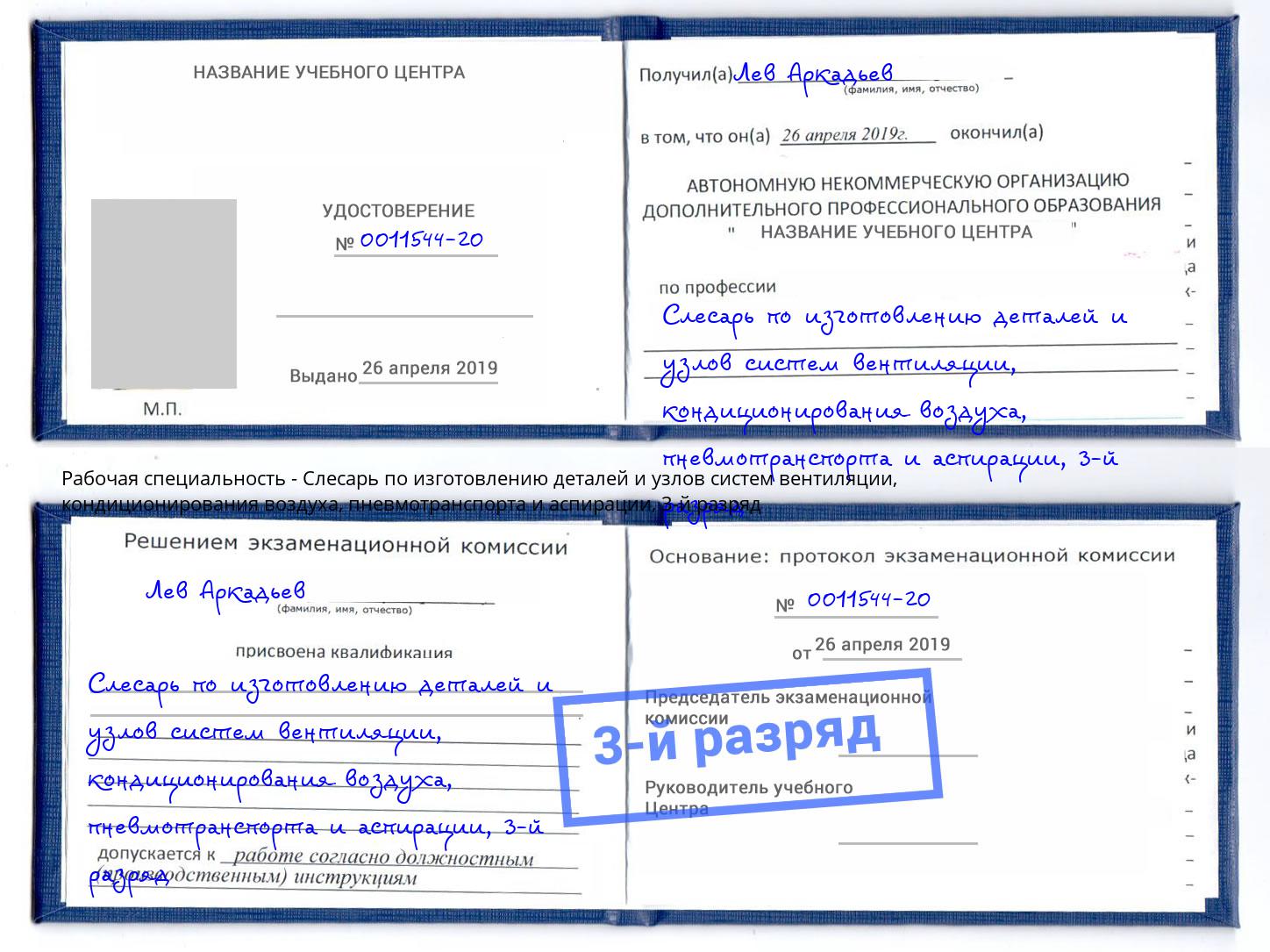 корочка 3-й разряд Слесарь по изготовлению деталей и узлов систем вентиляции, кондиционирования воздуха, пневмотранспорта и аспирации Великие Луки
